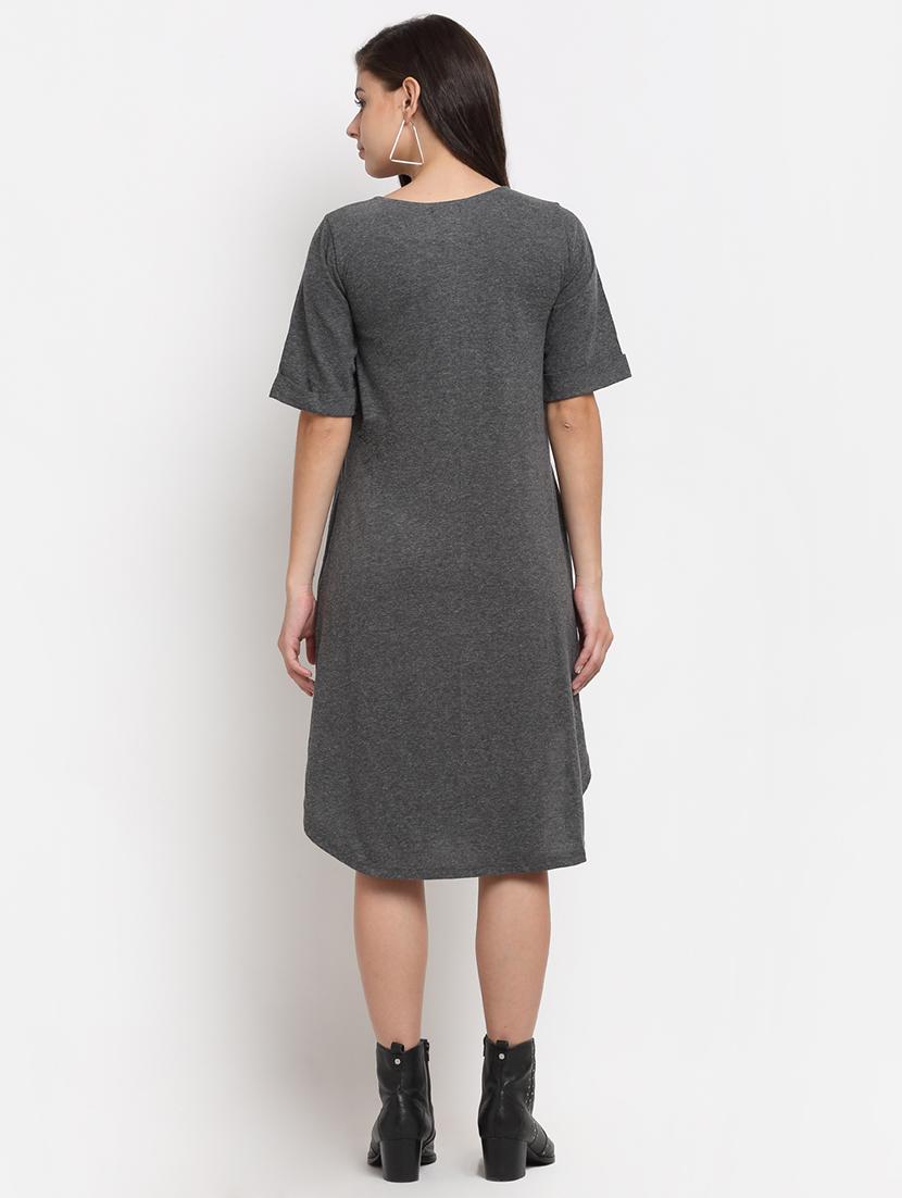 women solid short sleeves shift dress - 21793270 - Standard Image - 3