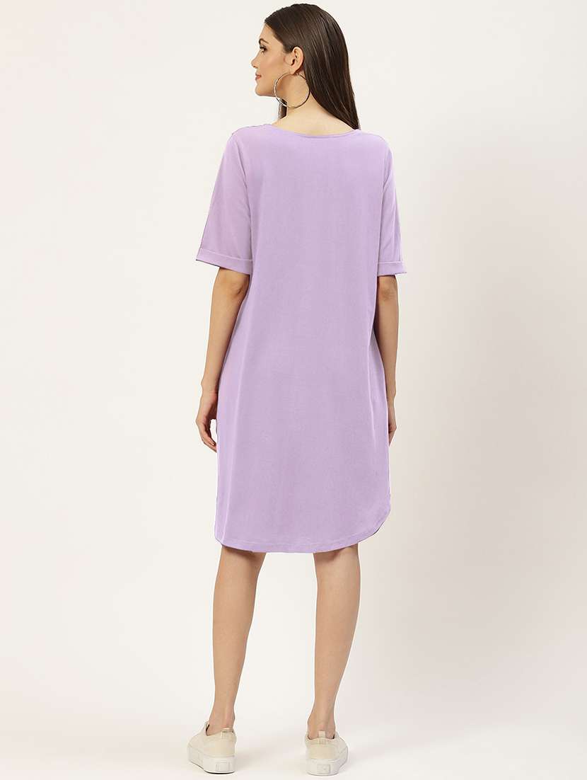 women solid short sleeves shift dress - 21793272 - Standard Image - 3