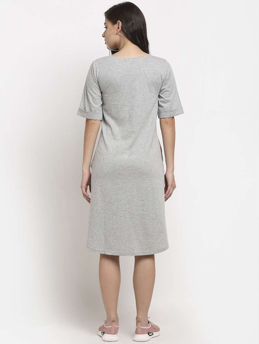 women solid short sleeves shift dress - 21793273 -  Standard Image - 3