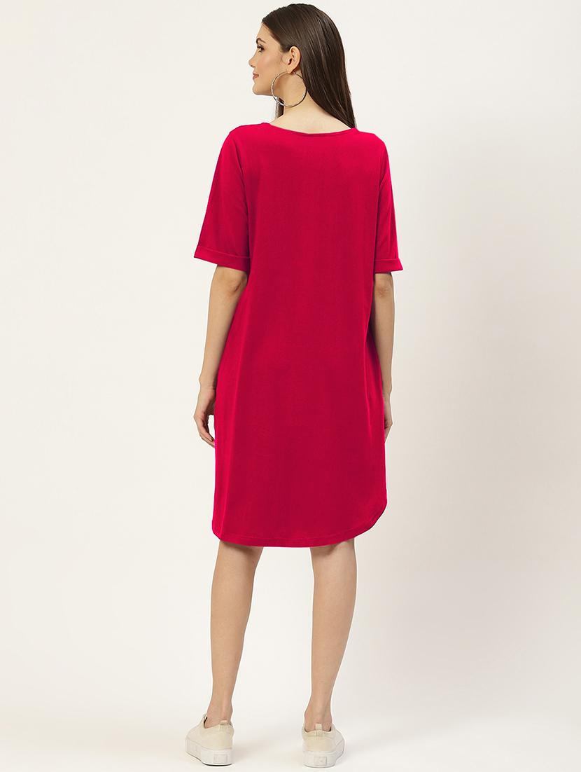 women solid short sleeves shift dress - 21793274 - Standard Image - 3