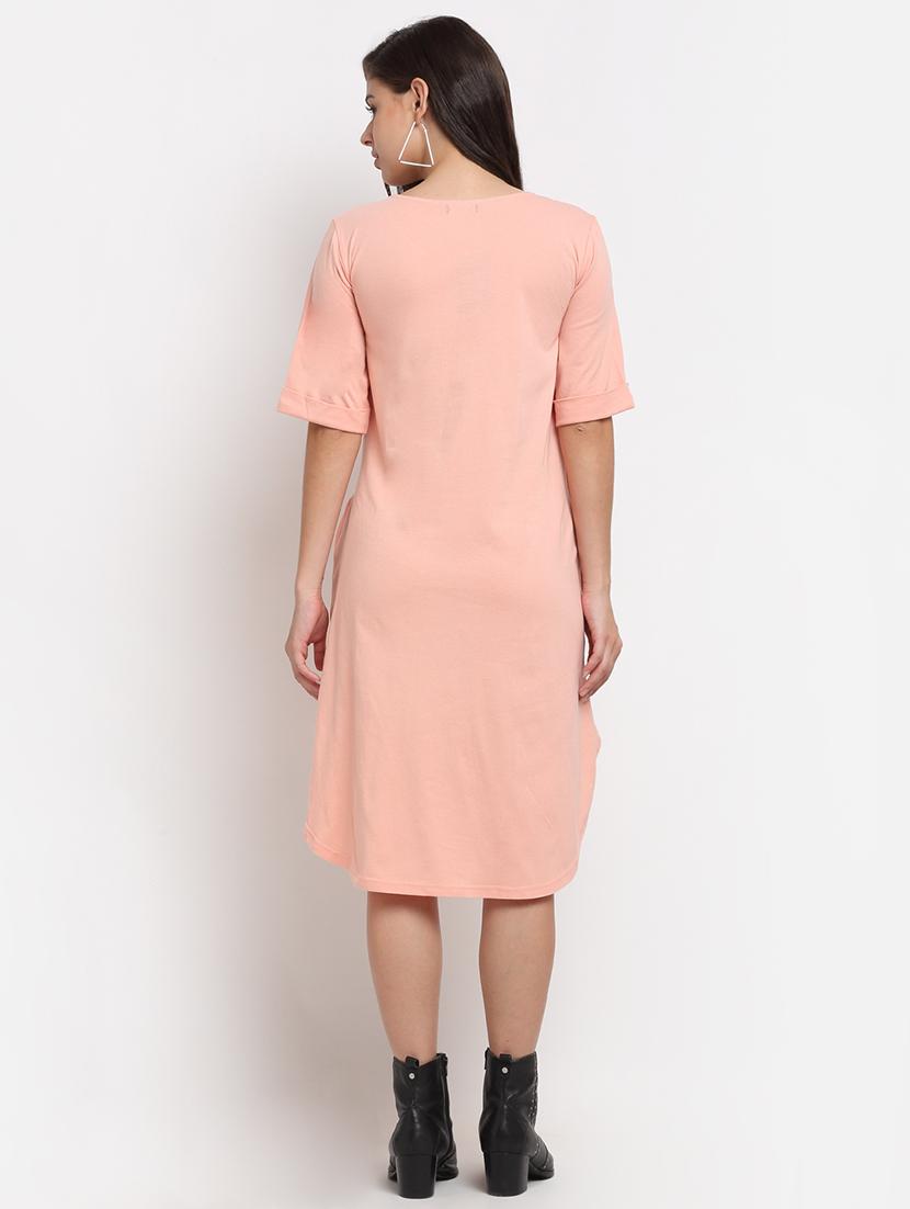women solid short sleeves shift dress - 21793279 - Standard Image - 3