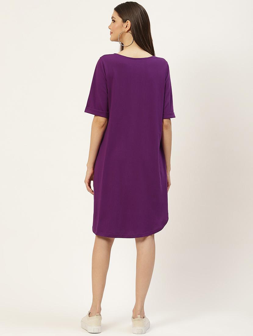 women solid short sleeves shift dress - 21793280 - Standard Image - 3