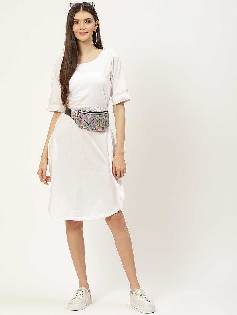 women solid short sleeves shift dress - 21793283 - Zoom Image - 0