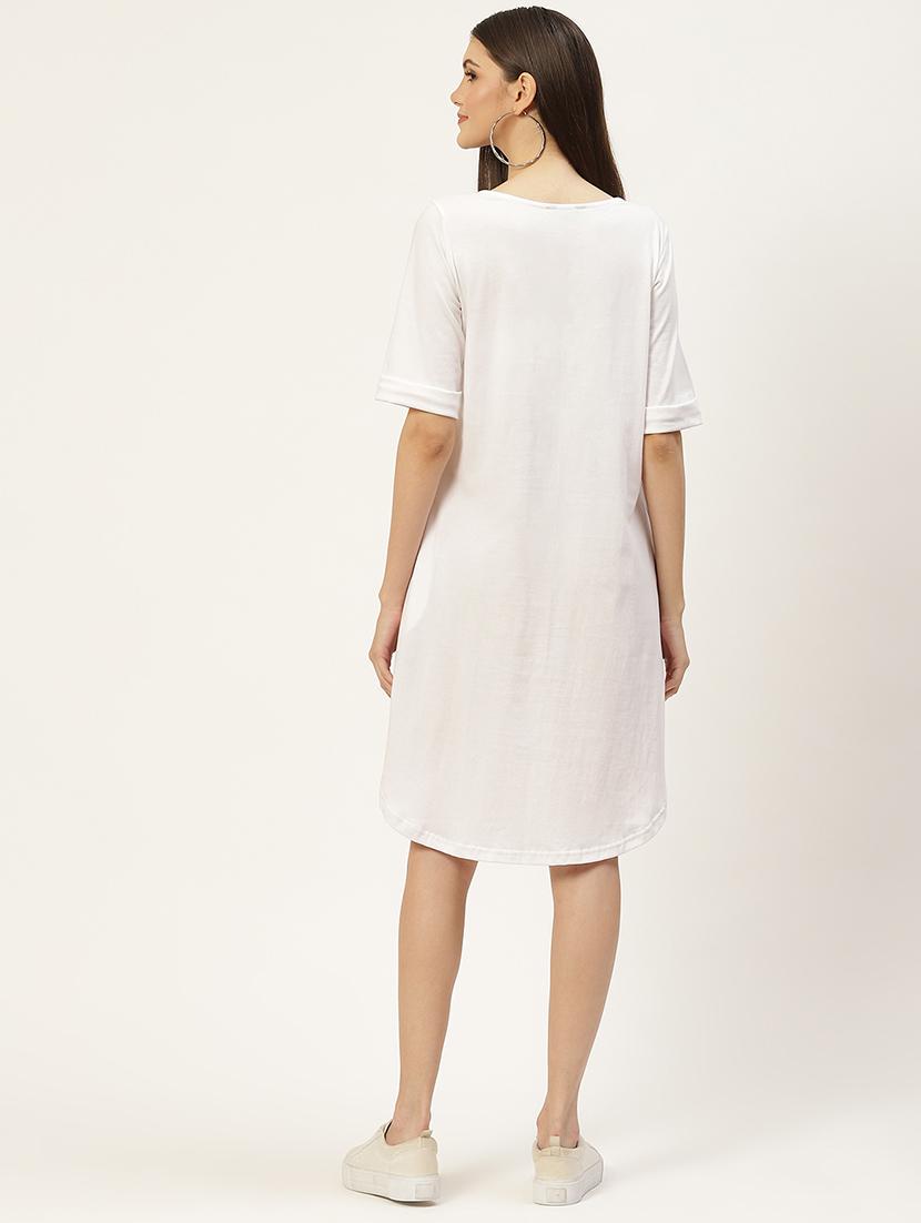 women solid short sleeves shift dress - 21793283 - Standard Image - 3