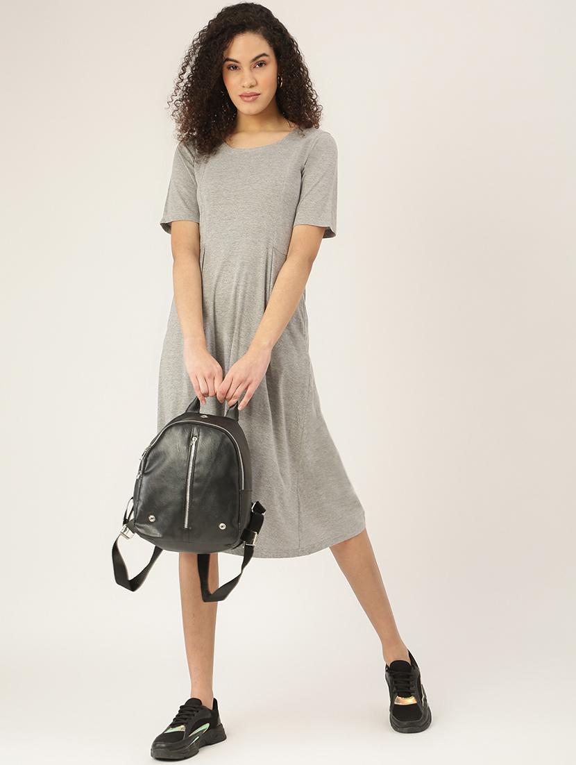 women solid short sleeves t-shirt dress - 21793286 - Zoom Image - 0