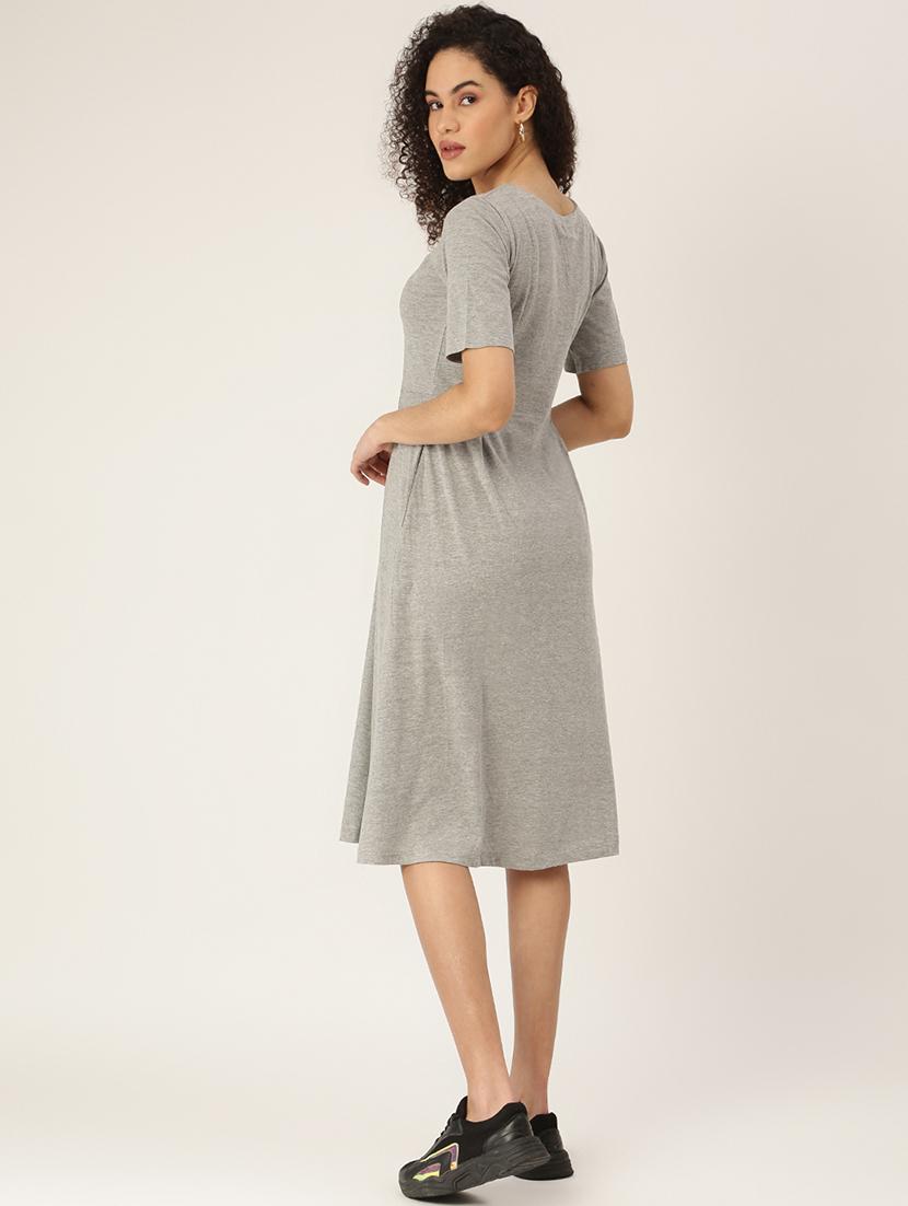 women solid short sleeves t-shirt dress - 21793286 - Standard Image - 3