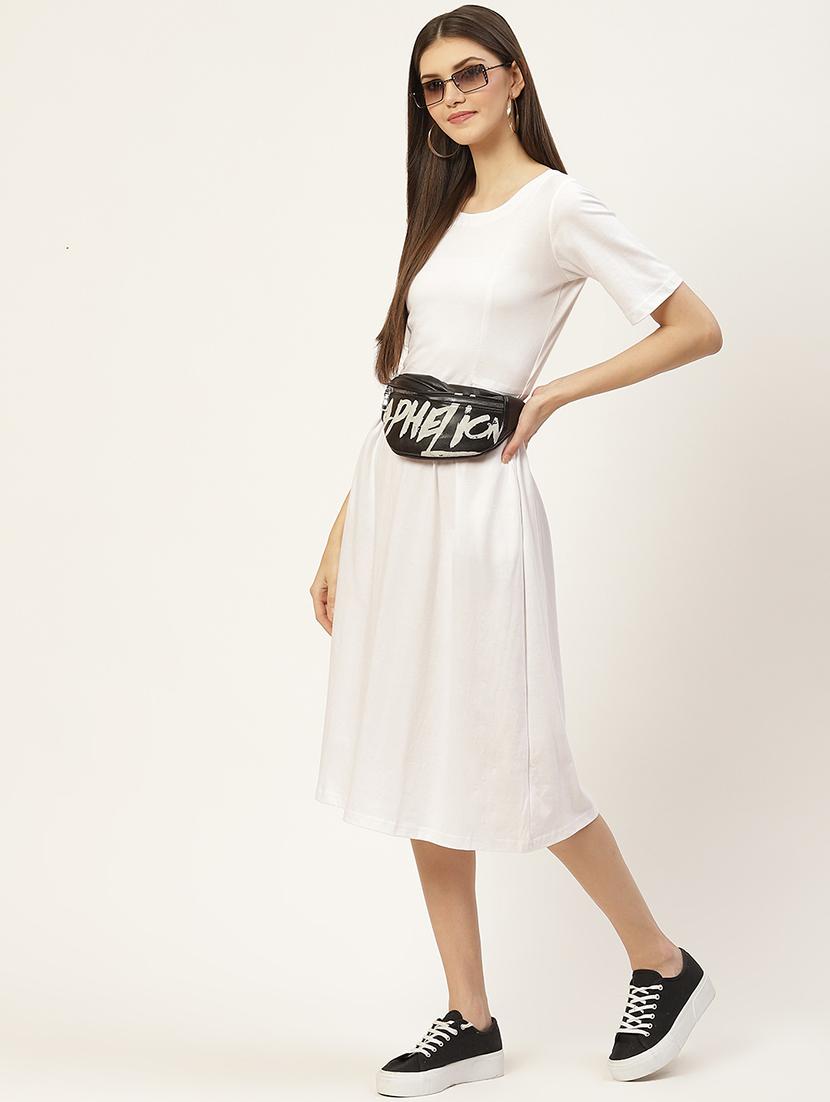 women solid short sleeves a-line dress - 21793290 - Zoom Image - 0
