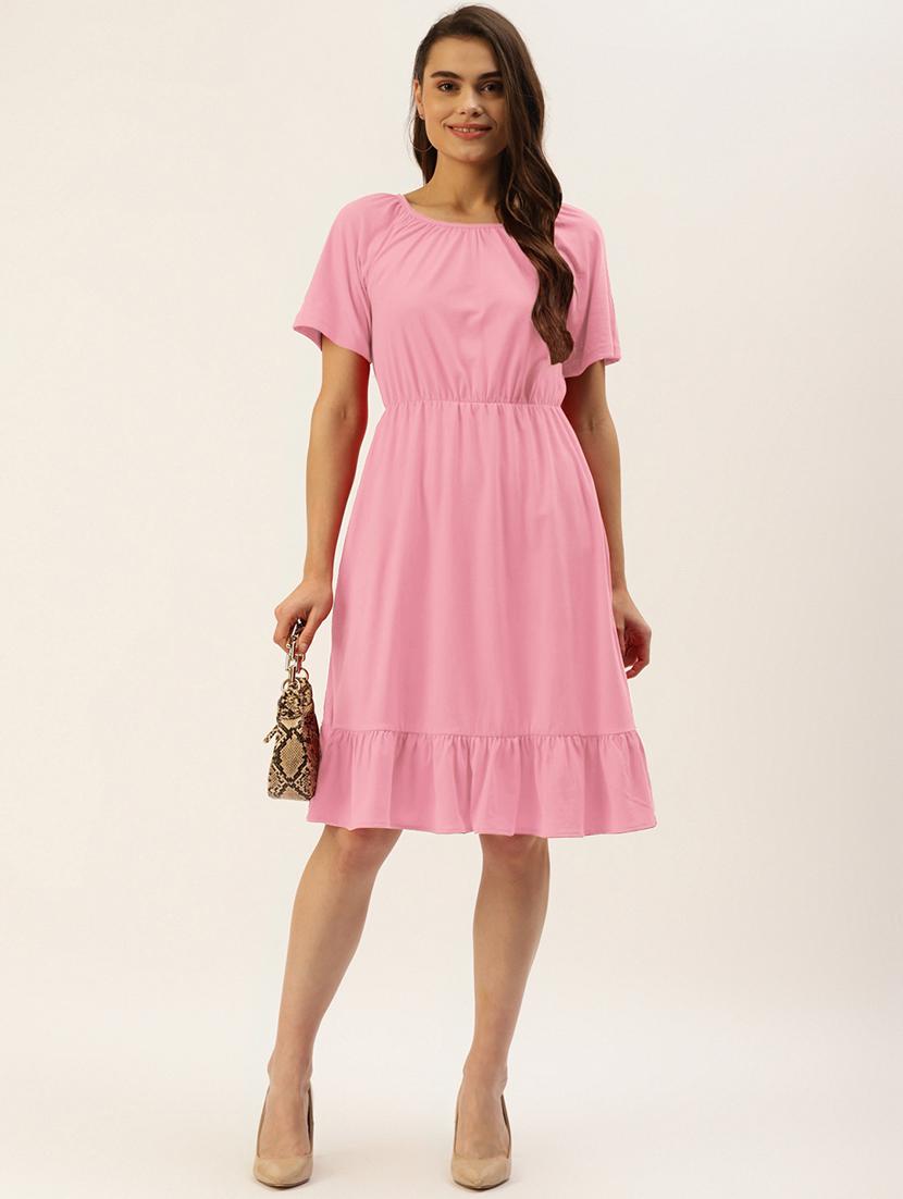 women solid short sleeves tiered dress - 21793291 -  Zoom Image - 0