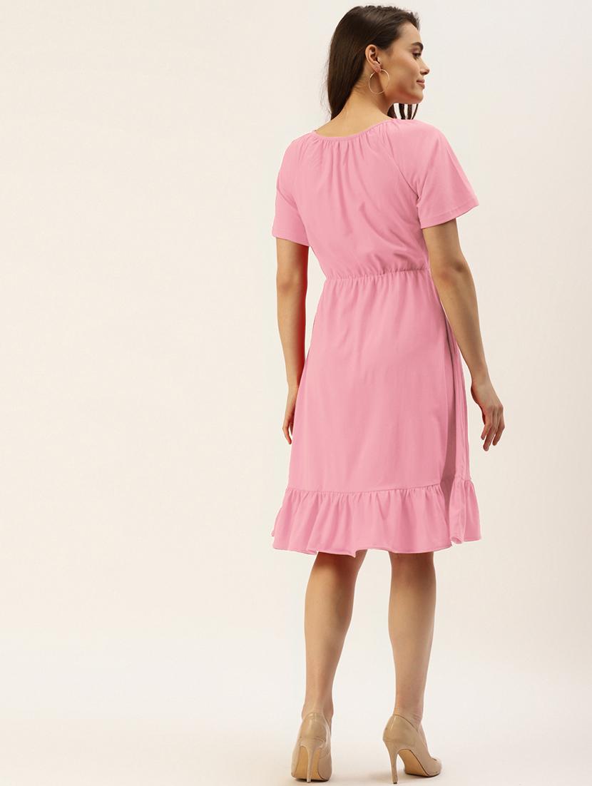 women solid short sleeves tiered dress - 21793291 - Standard Image - 3