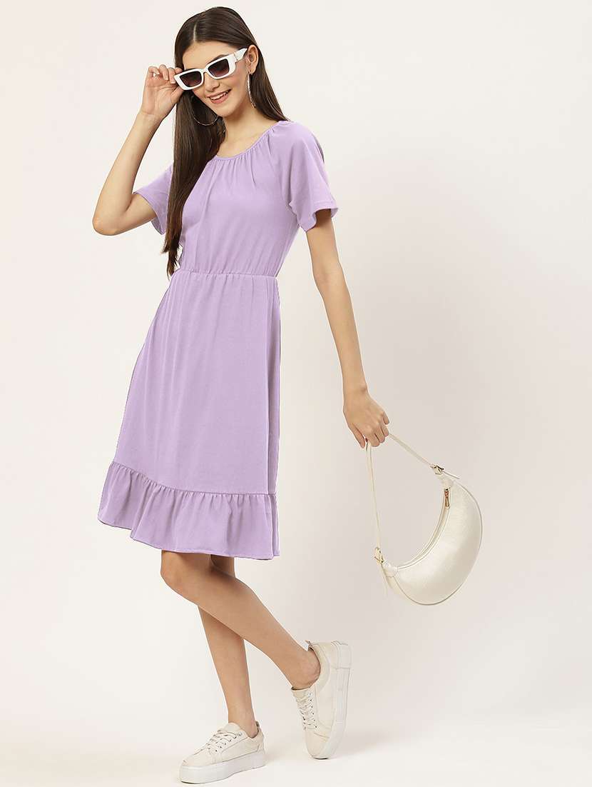 women solid short sleeves tiered dress - 21793293 - Zoom Image - 0