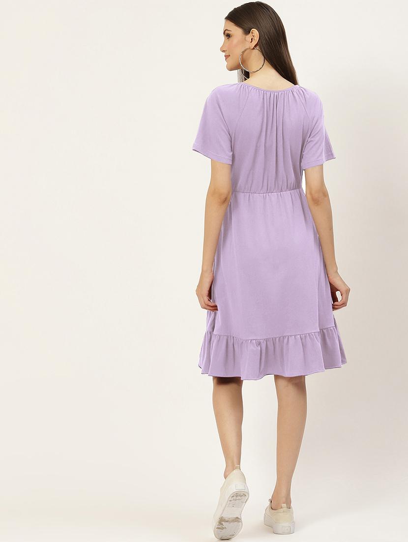 women solid short sleeves tiered dress - 21793293 - Standard Image - 3