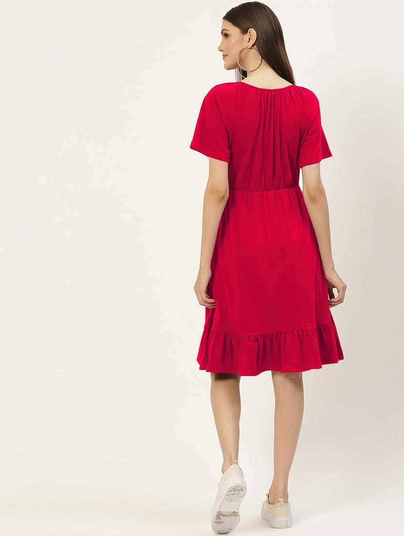 women solid short sleeves tiered dress - 21793294 - Standard Image - 3