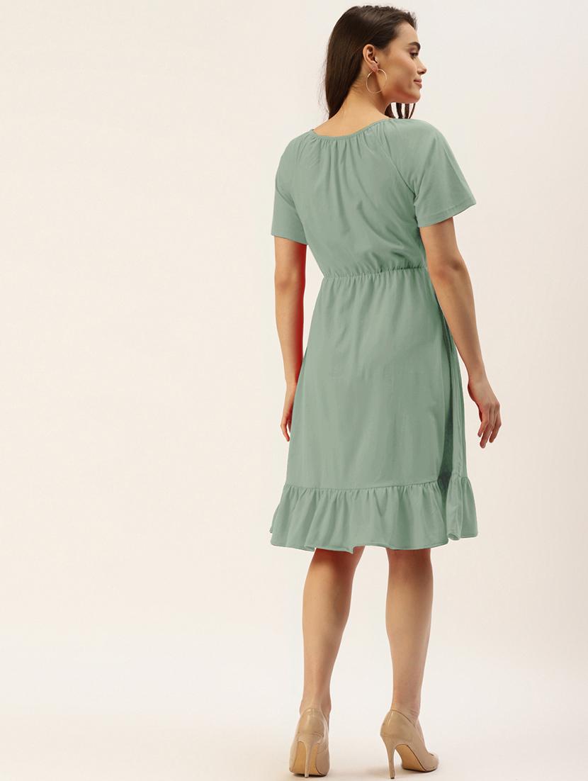 women solid short sleeves tiered dress - 21793298 - Standard Image - 3