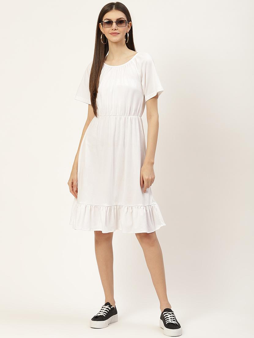 women solid short sleeves tiered dress - 21793299 -  Zoom Image - 0