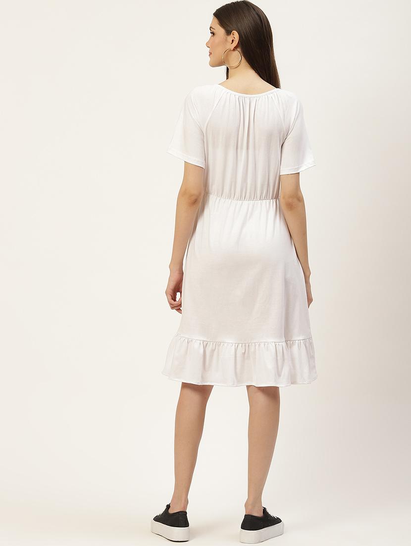 women solid short sleeves tiered dress - 21793299 - Standard Image - 3