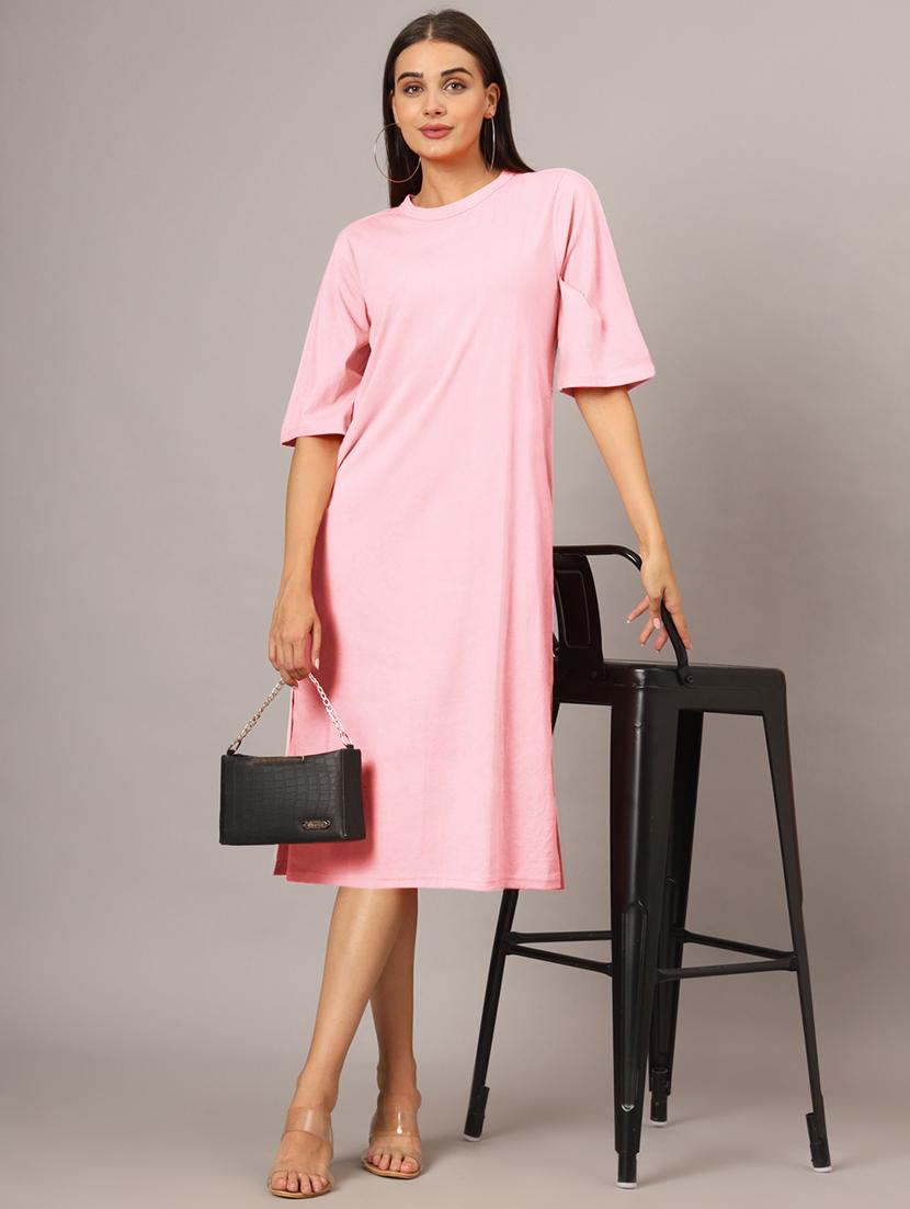 women solid short sleeves shift dress - 21793309 - Zoom Image - 0