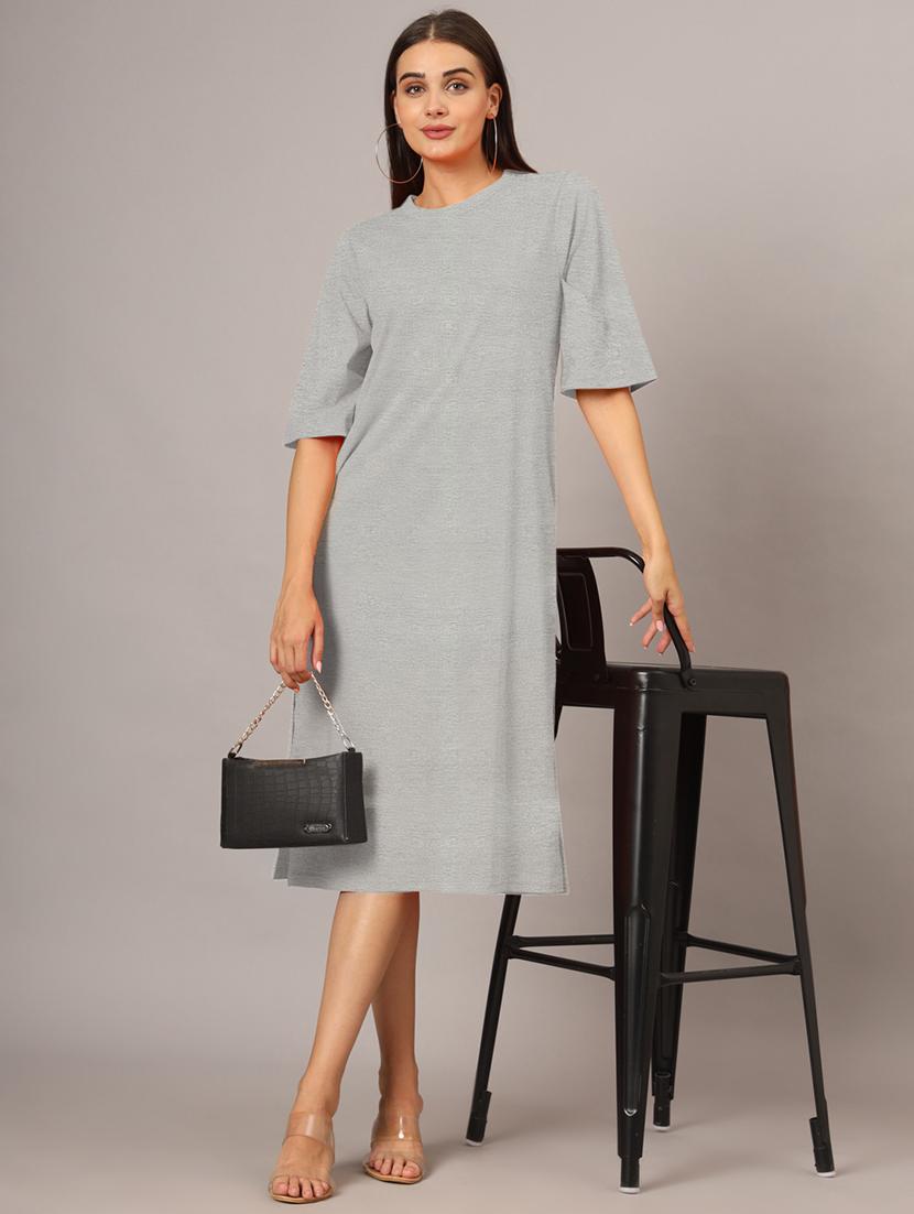 women solid short sleeves shift dress - 21793312 - Zoom Image - 0