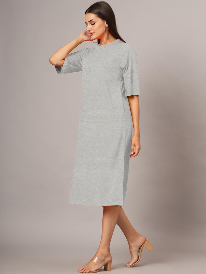 women solid short sleeves shift dress - 21793312 - Standard Image - 3