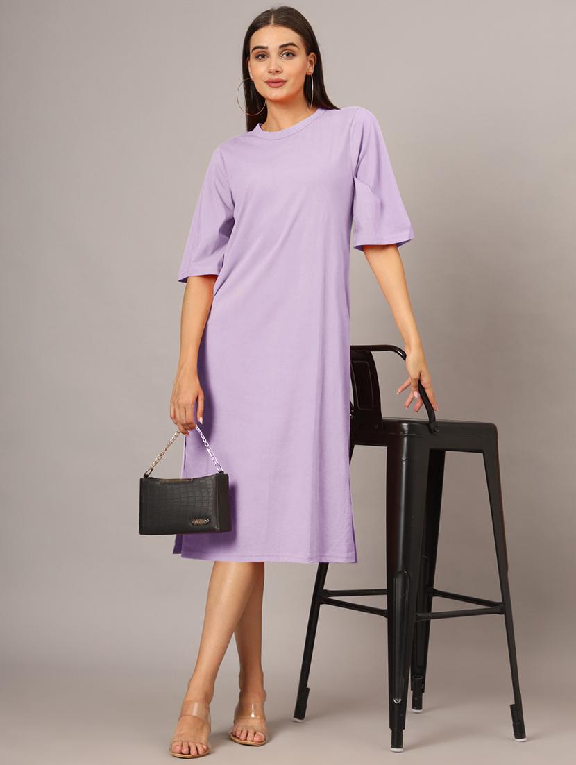 women solid short sleeves shift dress - 21793313 -  Zoom Image - 0