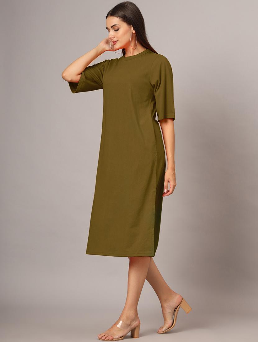 women solid short sleeves shift dress - 21793316 - Standard Image - 3