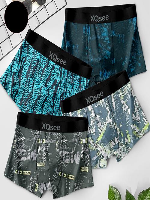 men pack of 4 printed low rise trunks brief - 21793343 - Standard Image - 0