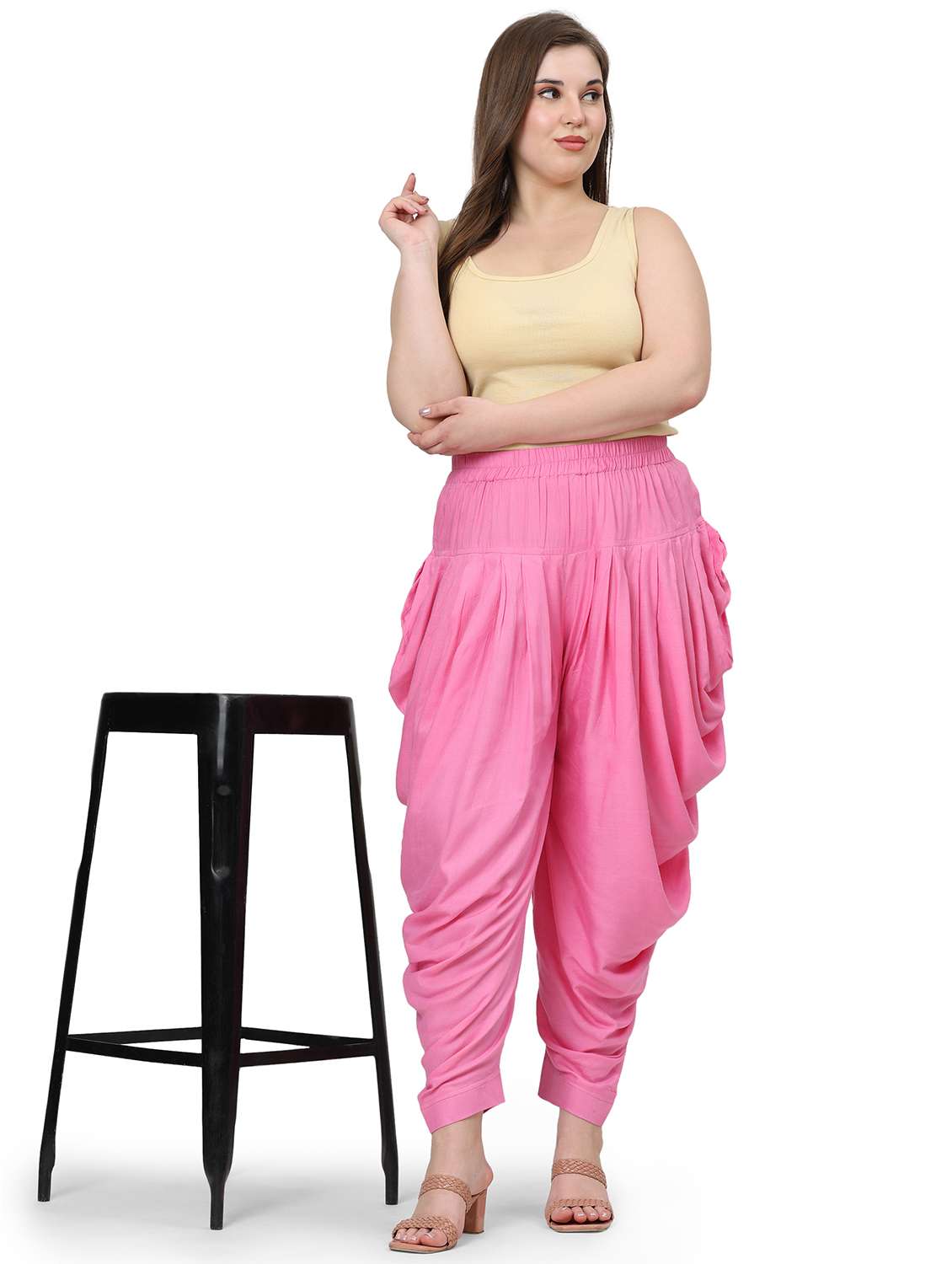 women solid mid rise dhoti salwar - 21793408 - Standard Image - 5