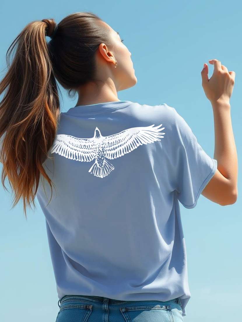women front & back print round neck oversized t-shirt - 21793559 -  Zoom Image - 0