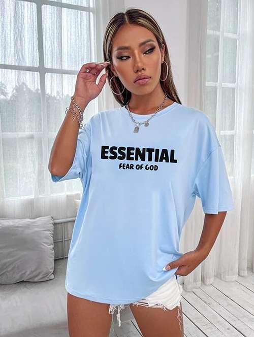 women typographic short sleeve oversized t-shirt - 21793650 - Standard Image - 0