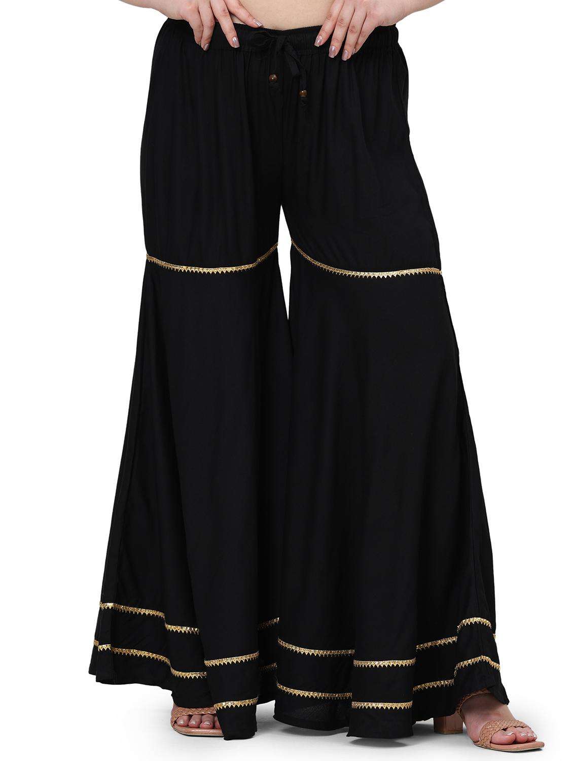 women black solid mid rise sharara