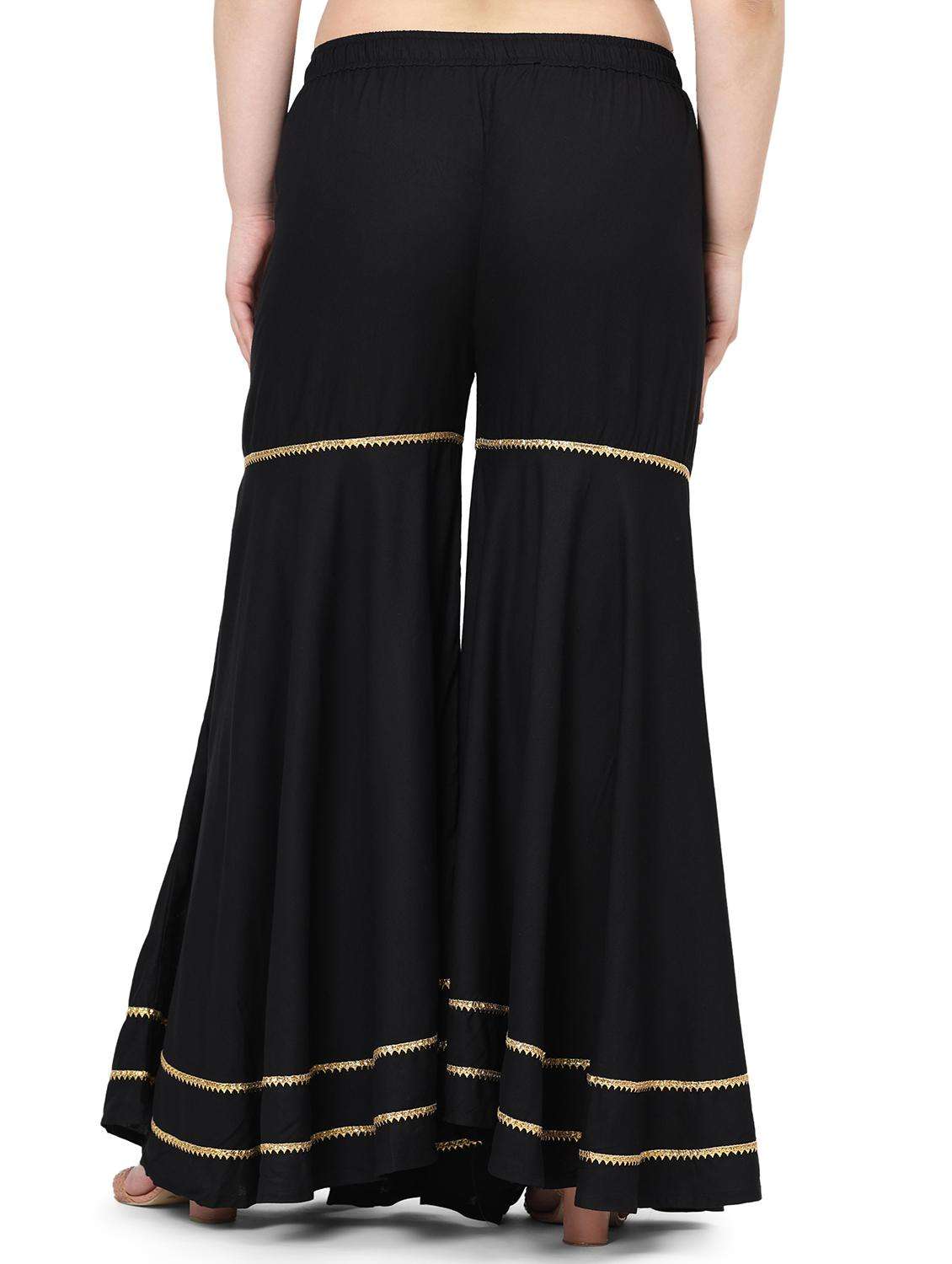 women black solid mid rise sharara - 21793963 -  Standard Image - 3