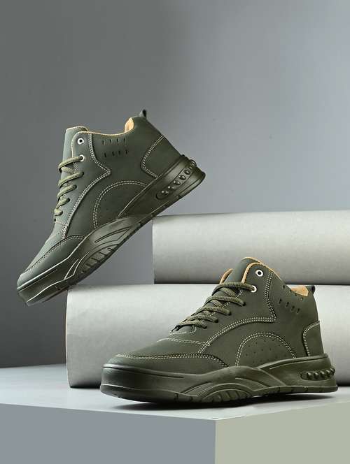 Men Olive Lace Up Boot