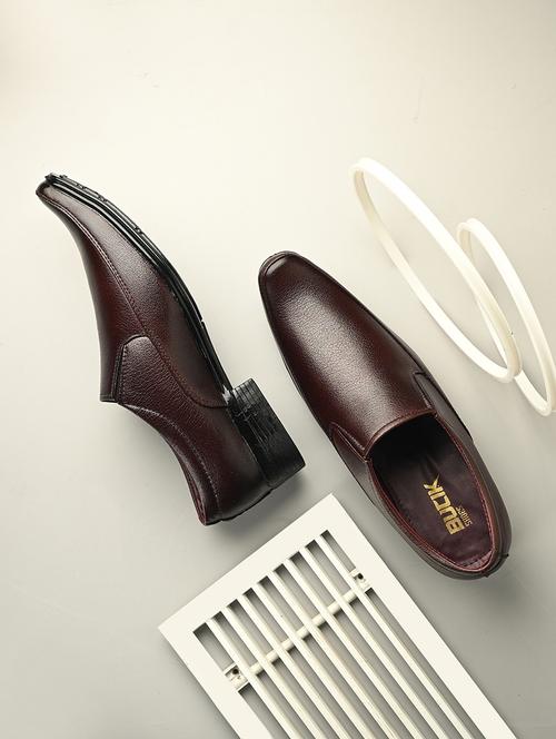 men brown slip on formal shoes - 21794219 -  Standard Image - 0