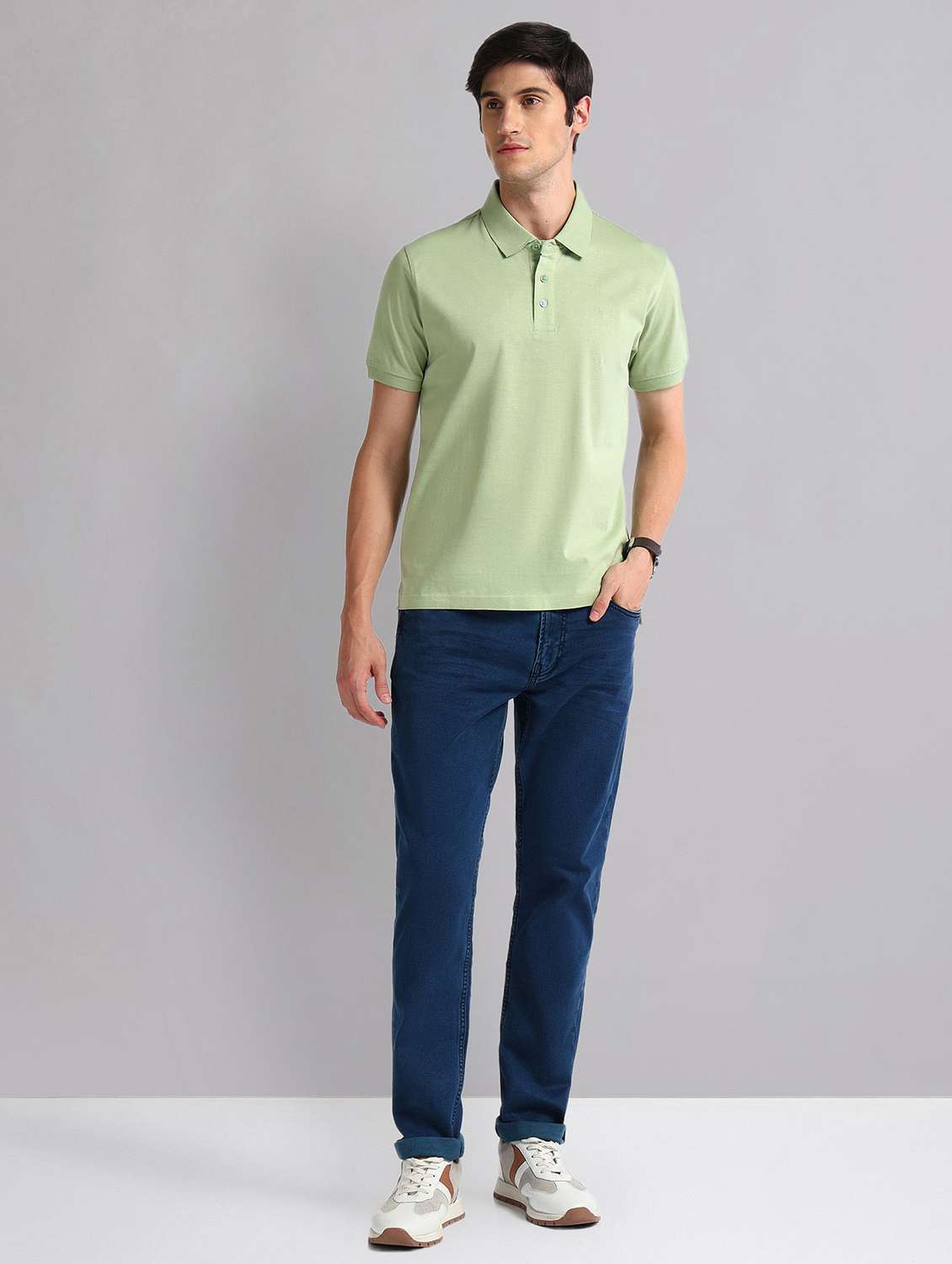 men solid short sleeve polo t-shirt - 21794505 -  Standard Image - 3