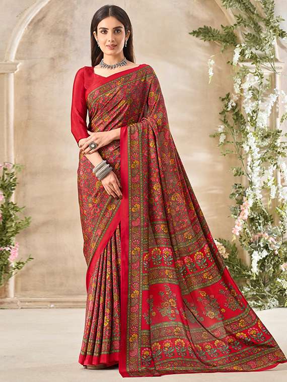 women printed casual wear saree with blouse