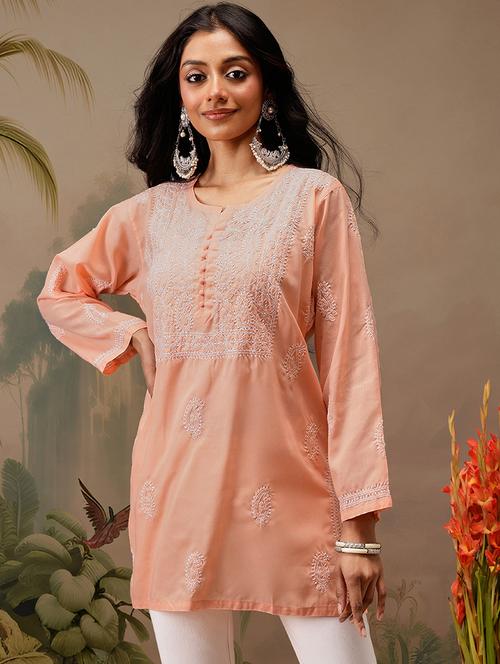 women long sleeve straight chikankari kurti - 21794636 - Standard Image - 0