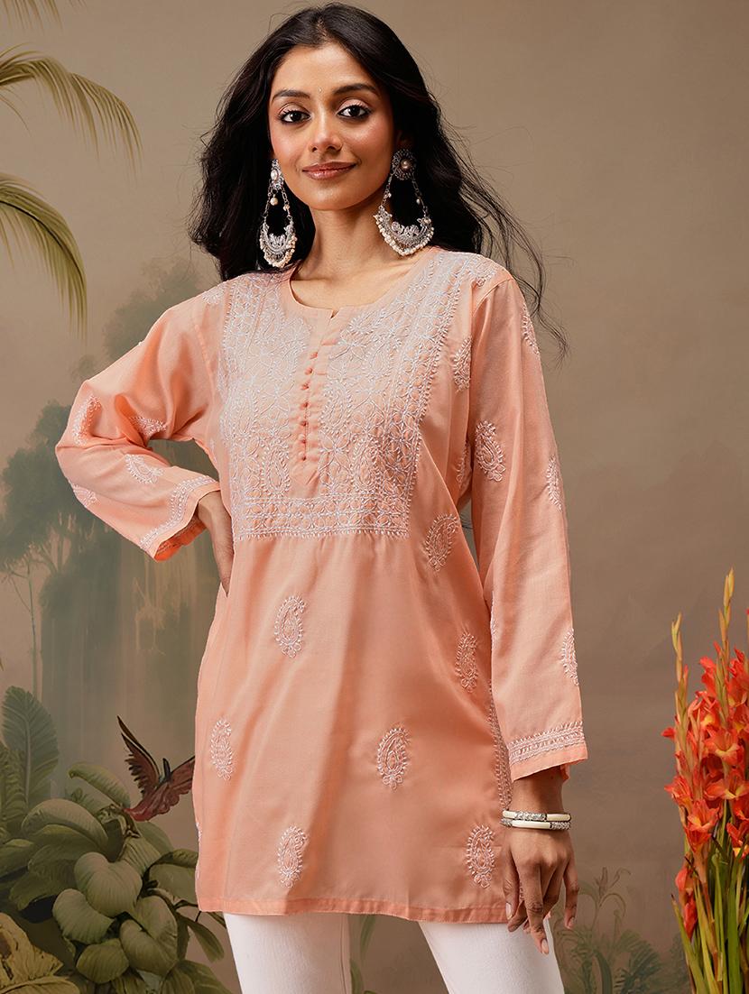 women long sleeve straight chikankari kurti - 21794636 - Zoom Image - 0