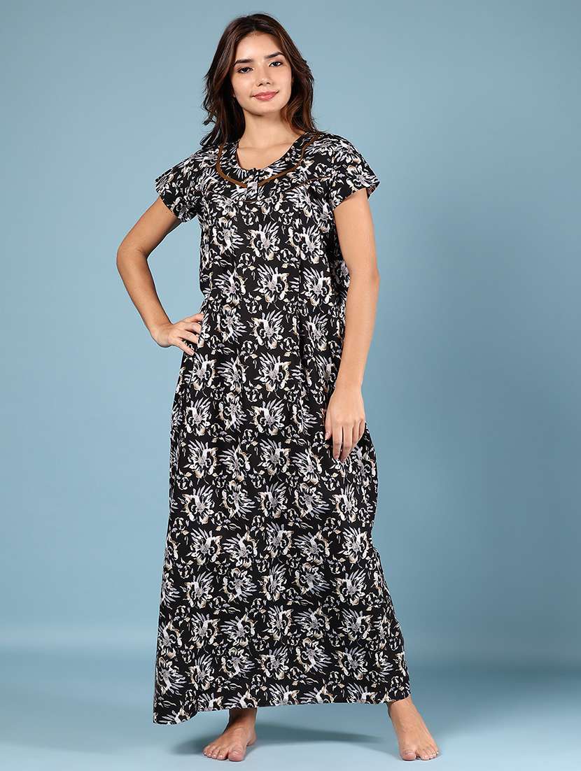 women printed short sleeve nighty