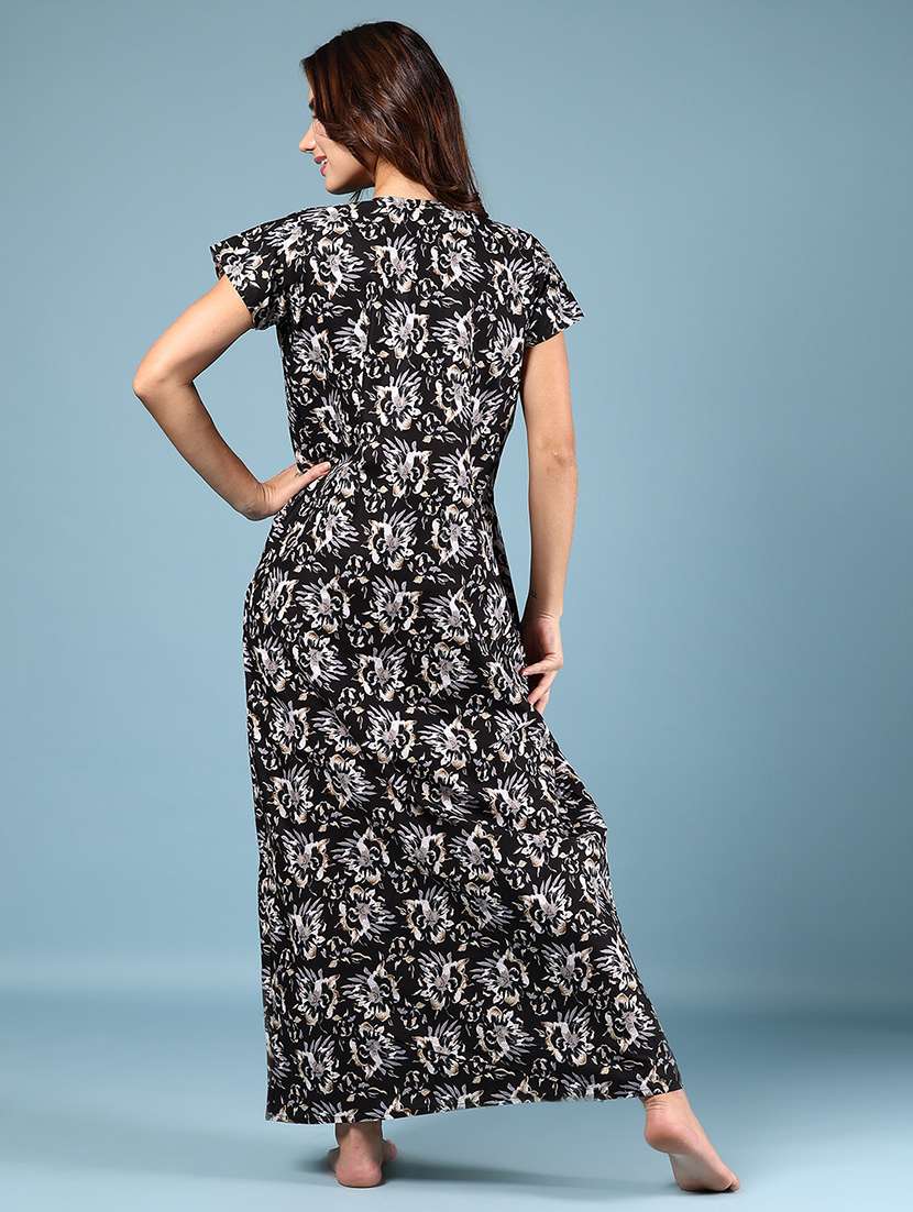women printed short sleeve nighty - 21794671 -  Standard Image - 3