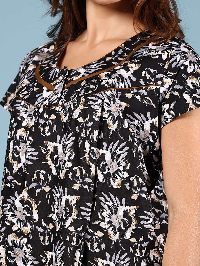 women printed short sleeve nighty - 21794671 -  Standard Image - 5