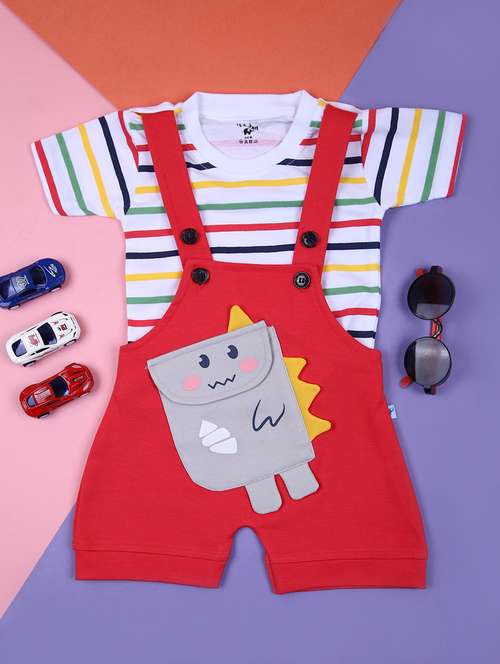 boys striped t-shirt with dungree - 21794678 -  Standard Image - 0