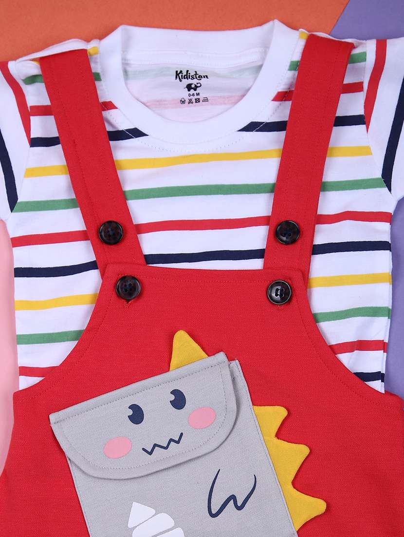 boys striped t-shirt with dungree - 21794678 - Standard Image - 3
