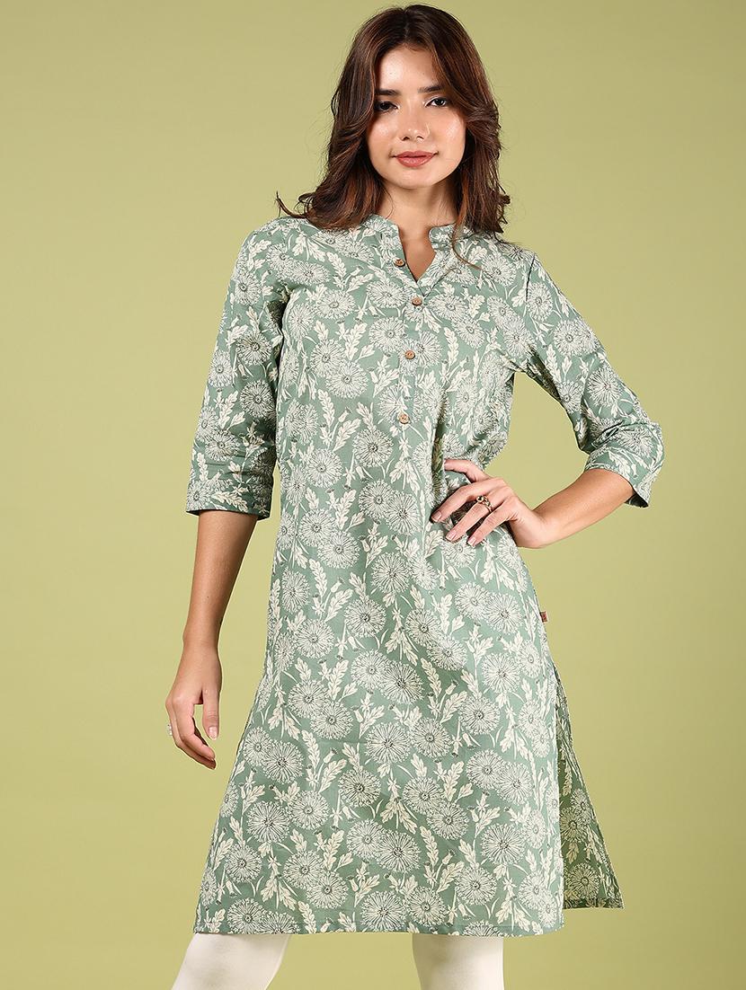 women printed three quarter sleeve straight kurta - 21794680 - Zoom Image - 0