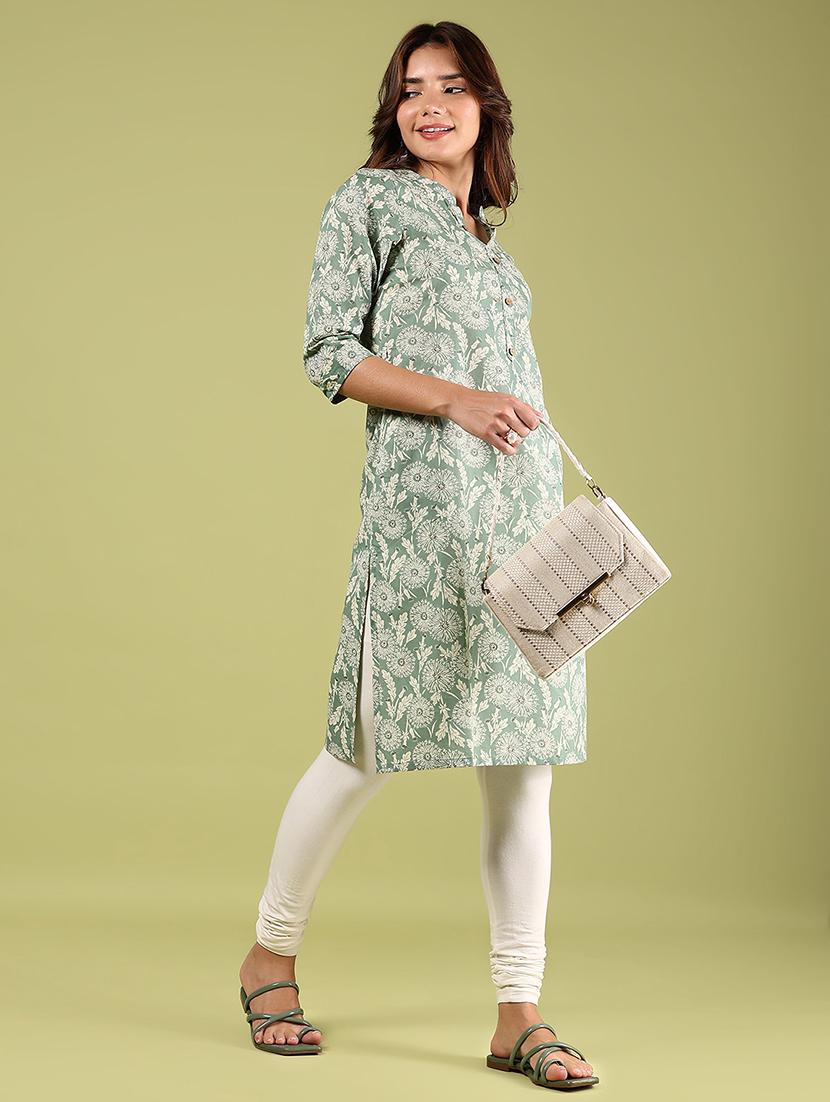 women printed three quarter sleeve straight kurta - 21794680 - Standard Image - 5
