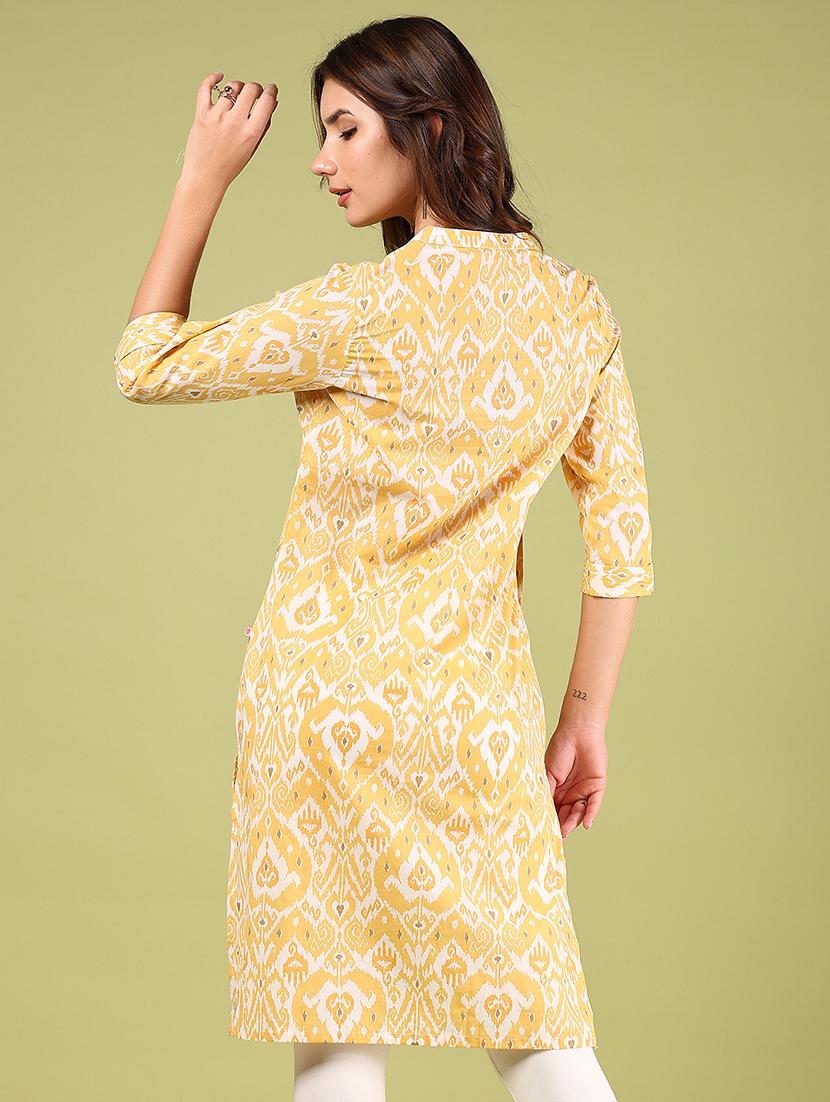 women printed three quarter sleeve straight kurta - 21794681 - Standard Image - 3