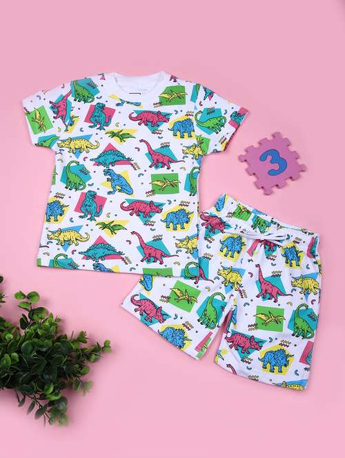 boys printed t-shirt & shorts co-ords set - 21794707 - Standard Image - 0