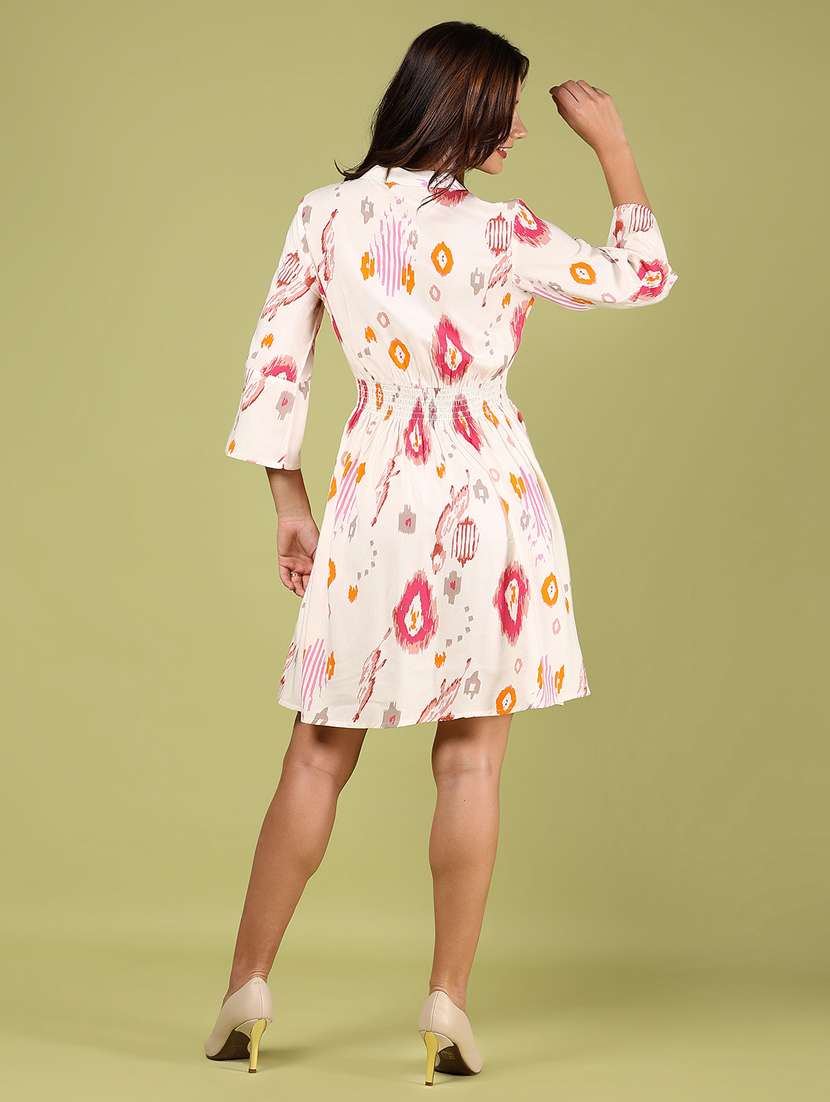 women printed three quarter fit & flare dress - 21794720 - Standard Image - 3