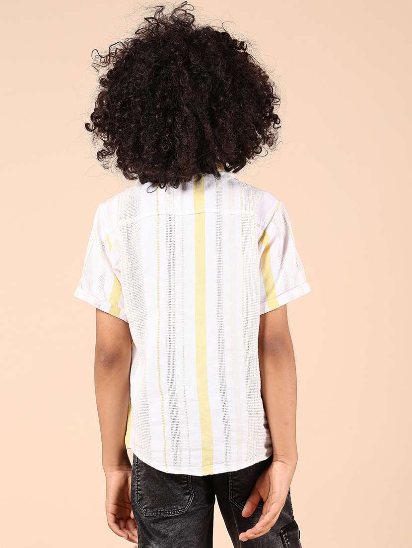 boys white striped short sleeve casual shirt - 21794810 -  Standard Image - 3