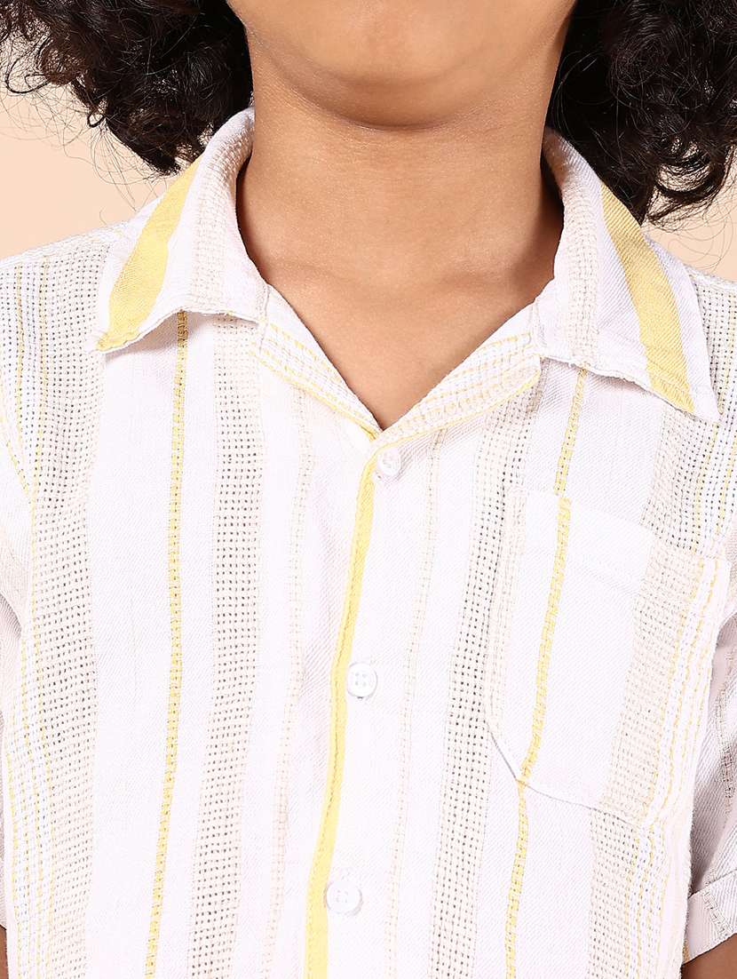 boys white striped short sleeve casual shirt - 21794810 -  Standard Image - 5