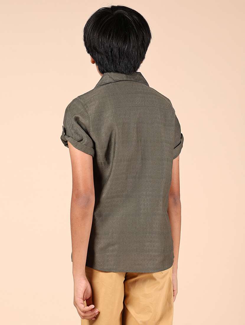 boys self design short sleeve casual shirt - 21794811 - Standard Image - 3