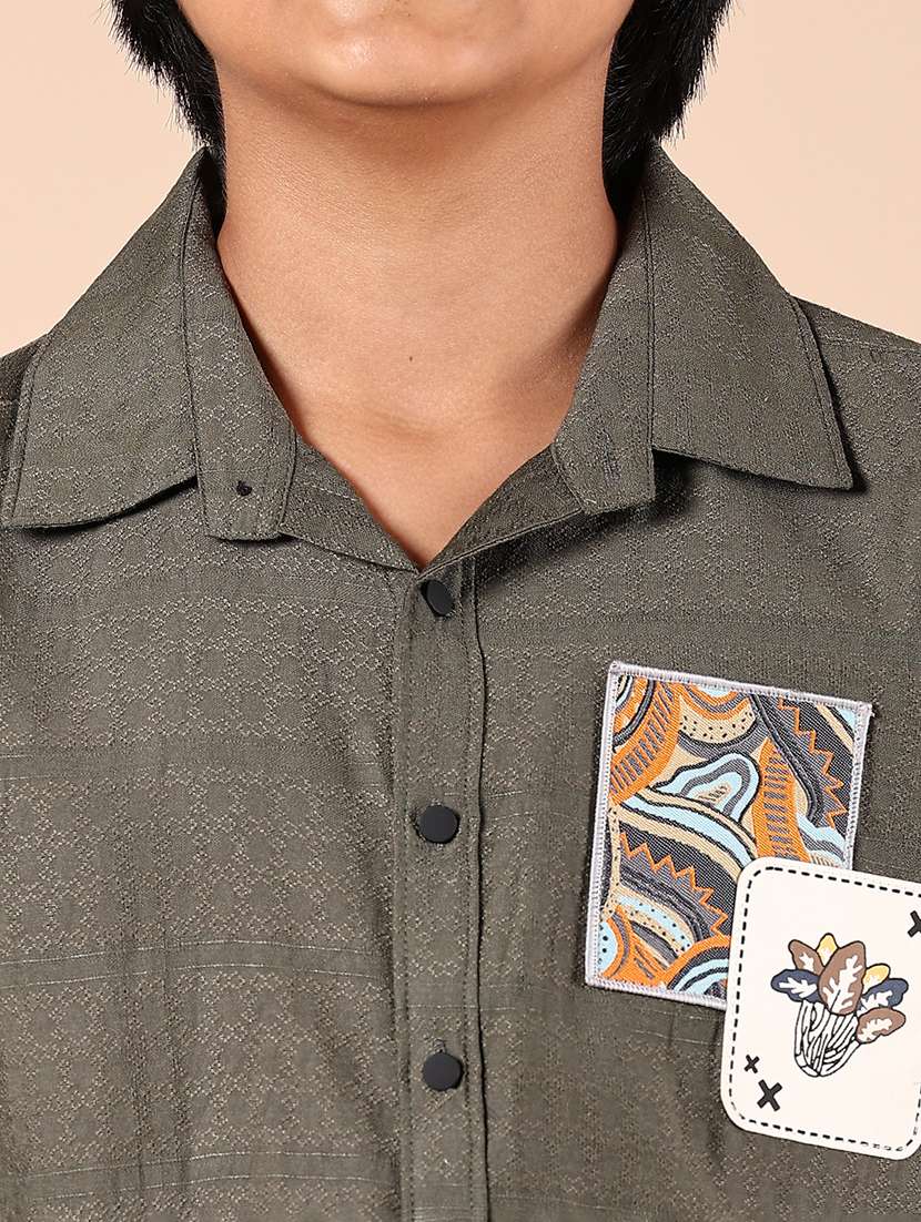 boys self design short sleeve casual shirt - 21794811 - Standard Image - 5